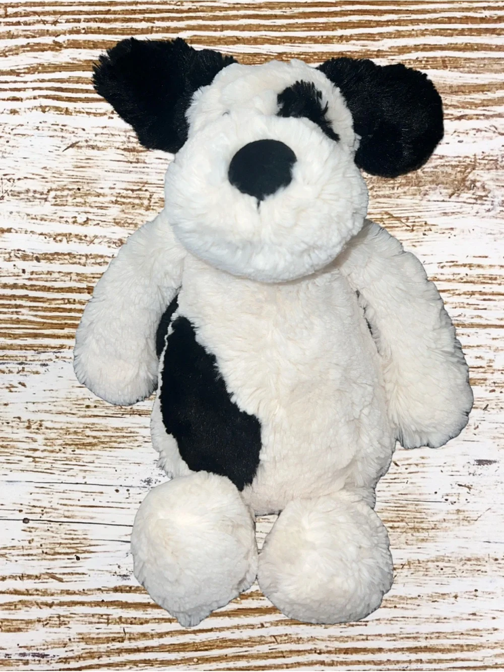 Jellycat bashful white black puppy dog “12